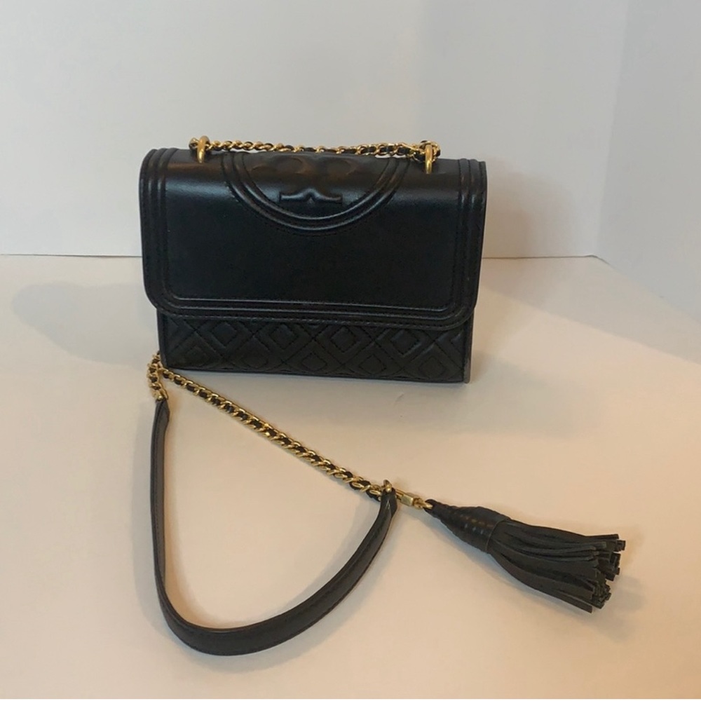 Tory Burch Black Small Fleming Convertible Shoulder Bag Purse